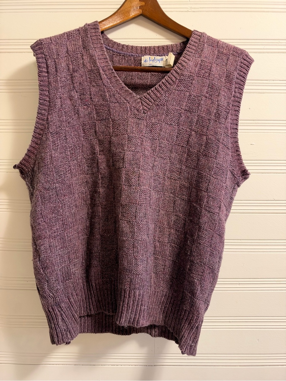 Vintage The Ivy League Goodman Knitting Purple Basketweave Sweater Vest XL